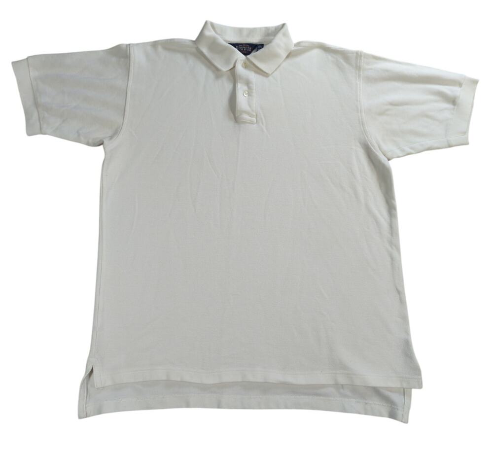 Vintage Kenneth Gordon Polo Shirt Mens L White 100% Cotton Short Sleeve Macau